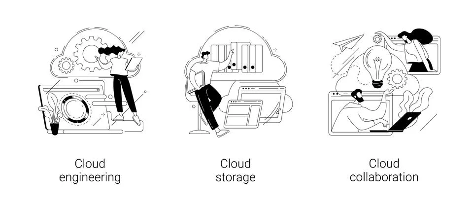 Cloud-based computing abstract concept vector illustrations. イラスト素材