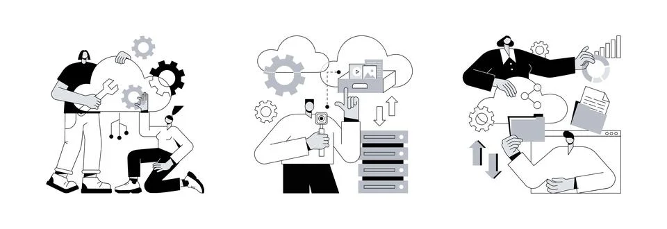 Cloud-based computing abstract concept vector illustrations. イラスト素材