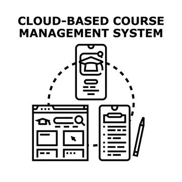 Cloud based course management system and e learning concept Stock Illustration