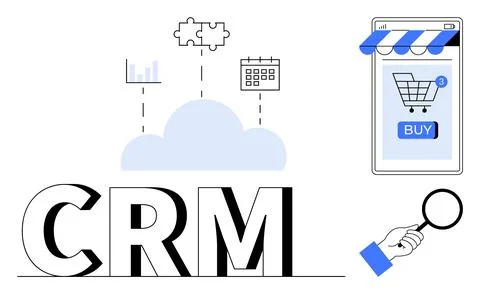Cloud-Based CRM Solutions with E-Commerce Integration and Analytical Tools 스톡 일러스트