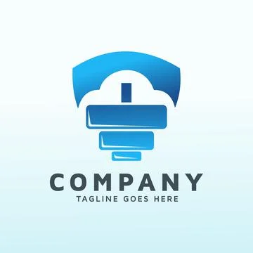 Cloud based cuber security fitness logo vector design template Stock Illustration