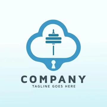 Cloud based cyber security fitness logo vector design template Stock Illustration