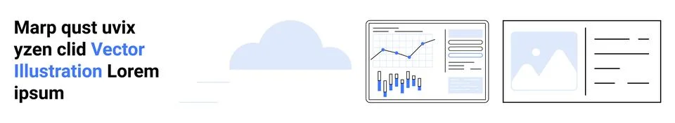 Cloud-Based Data Analytics and Presentation Dashboard with Graphs and Reports Illustrazione stock