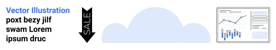 Cloud-Based Data Analytics with Sales Visualization and Placeholder Text Stock Illustration