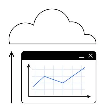 Cloud-Based Data Growth and Business Analytics Concept with Upward Trend Illustrazione stock