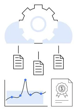 Cloud-Based Data Integration with Analytics and Certification Elements Stock Illustration