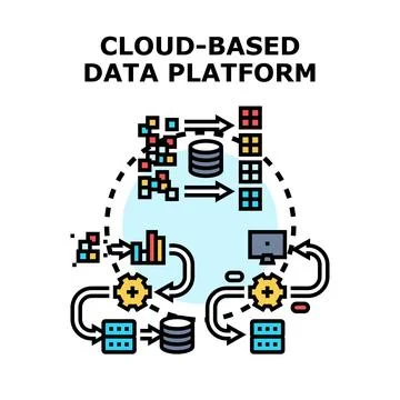 Cloud based data platform managing information infrastructure Stock Illustration