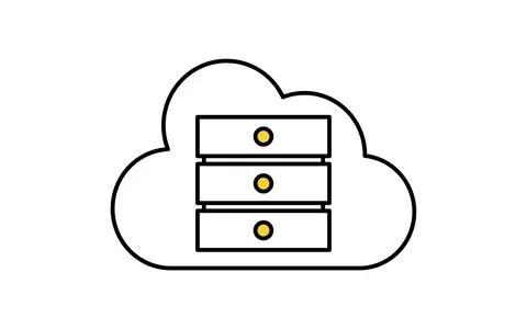Cloud-based data server line icon with stacked cylindrical database shape a.. Stock Illustration