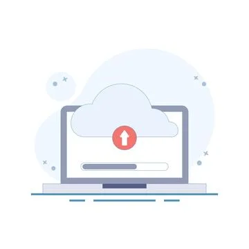 Cloud Based Data Upload Concept. Cloud Storage. Illustrazione stock