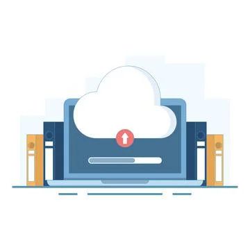 Cloud Based Data Upload Concept. Cloud Storage. Stock Illustration