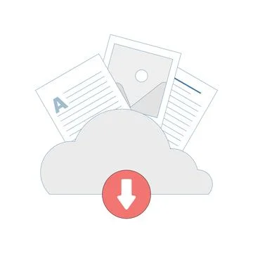 Cloud Based Data Upload Concept. Cloud Storage with Documents. Stock Illustration