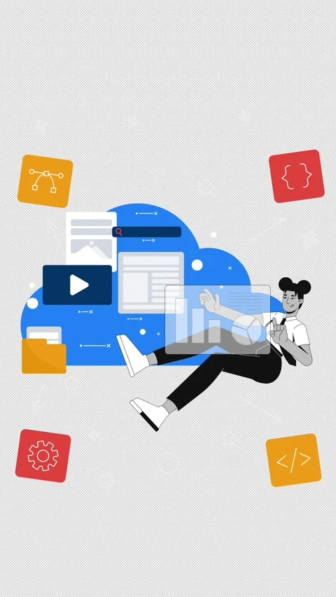 Cloud-based development with devops tools 2D vertical animation 스톡 동영상 311798605