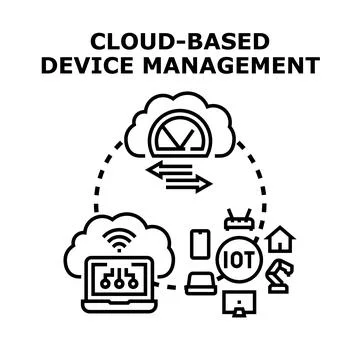 Cloud based device management controlling digital devices Stock Illustration
