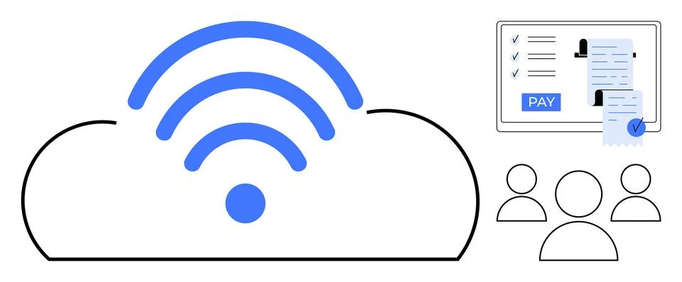 Cloud-Based Digital Payment System with Wireless Connectivity and Team Coll.. 库存插图