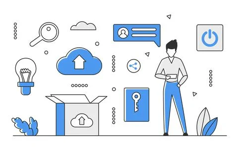 Cloud based digital technology Illustrazione stock