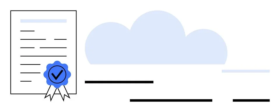 Cloud-Based Document Certification with Digital Signature Approved for Onli.. Stock Illustration
