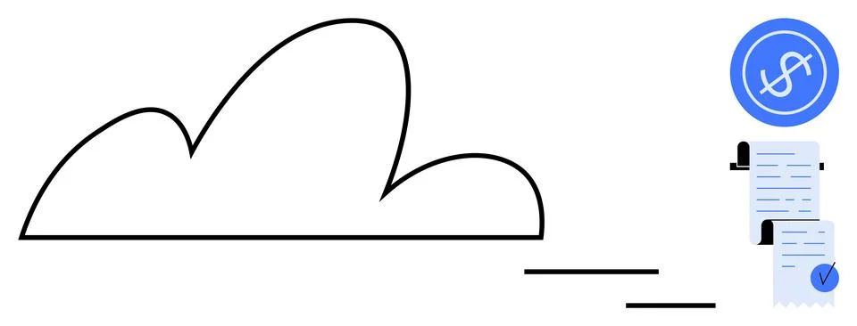 Cloud-Based Document Signing with Financial and Legal Security Stock Illustration
