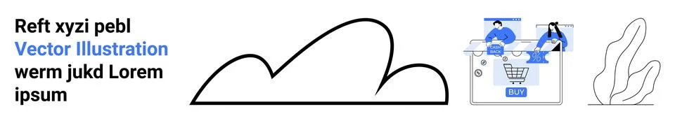 Cloud-Based E-commerce Concept with Online Shopping Cart and Team Collaborati Illustrazione stock