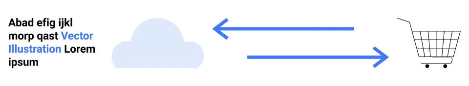 Cloud-based E-commerce Integration Connecting Data and Shopping Cart Illustrazione stock
