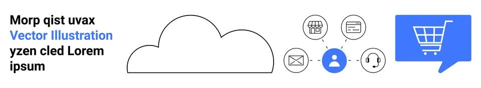 Cloud-based E-commerce Solutions and Services for Online Shopping and Custo.. Illustrazione stock