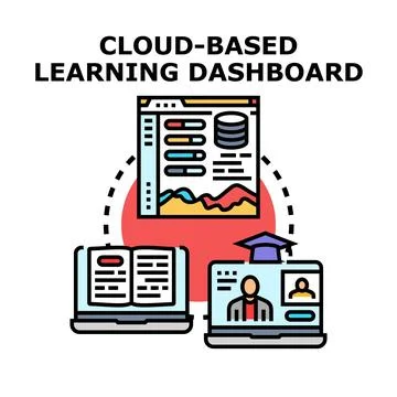 Cloud based education managing learning dashboard and online courses イラスト素材