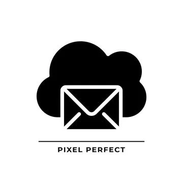 Cloud based email black glyph icon 스톡 일러스트