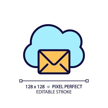 Cloud based email pixel perfect RGB color icon Illustrazione stock