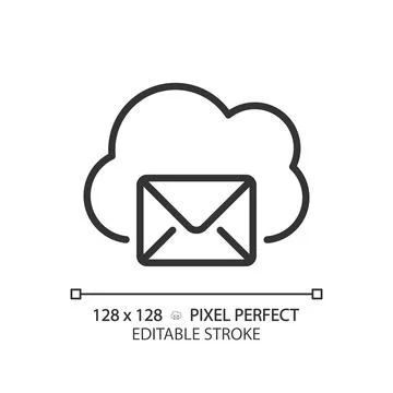 Cloud based email pixel perfect linear icon Illustrazione stock