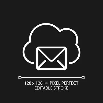 Cloud based email pixel perfect white linear icon for dark theme イラスト素材