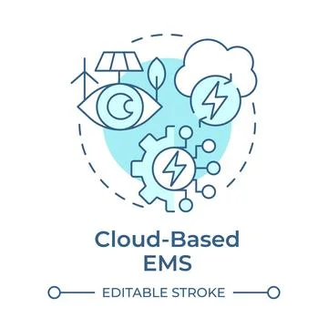 Cloud based EMS soft blue concept icon イラスト素材