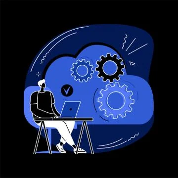 Cloud based engine abstract concept vector illustration. Illustrazione stock