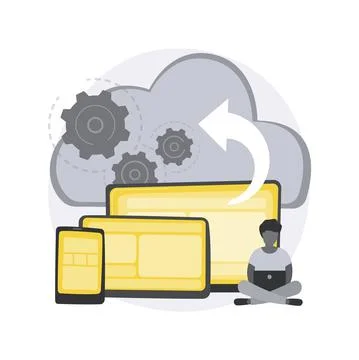 Cloud based engine abstract concept vector illustration. Illustrazione stock