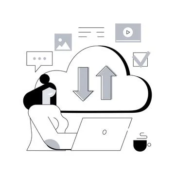 Cloud based engine abstract concept vector illustration. Illustrazione stock