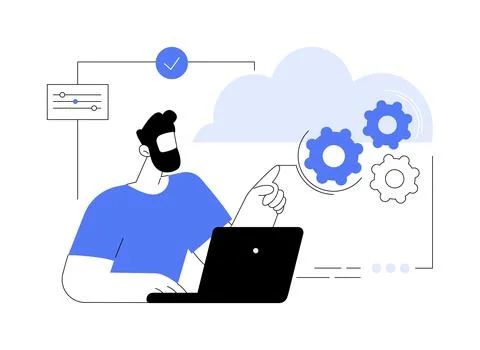 Cloud based engine abstract concept vector illustration. 스톡 일러스트