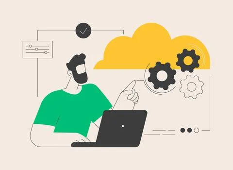 Cloud based engine abstract concept vector illustration. 스톡 일러스트