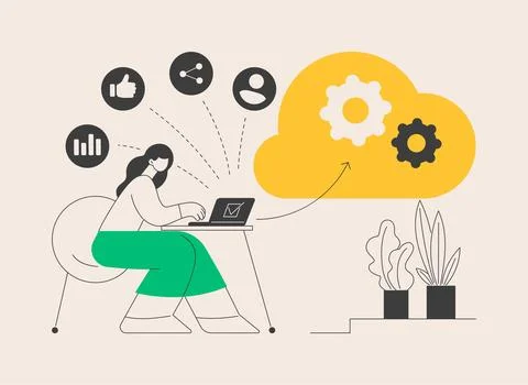 Cloud based engine abstract concept vector illustration. イラスト素材
