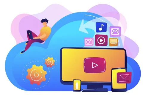 Cloud based engine concept vector illustration. 스톡 일러스트