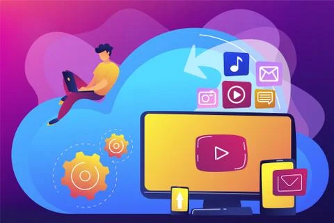 Cloud based engine concept vector illustration. Stock Illustration