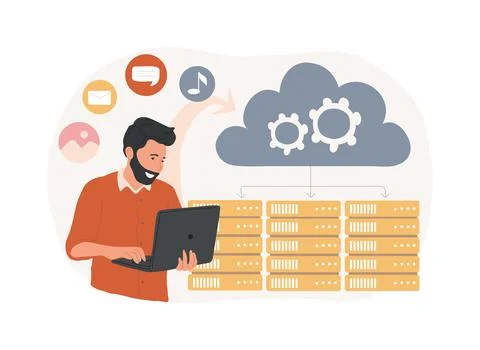 Cloud based engine isolated concept vector illustration. 스톡 일러스트