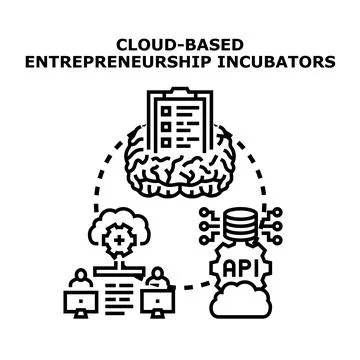Cloud based entrepreneurship incubators building digital innovation 스톡 일러스트