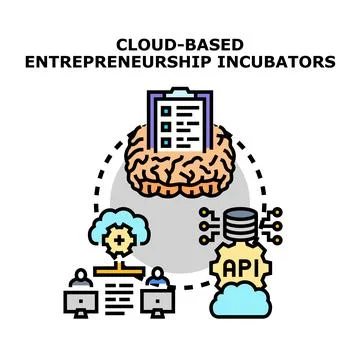 Cloud based entrepreneurship incubators building digital innovation 스톡 일러스트