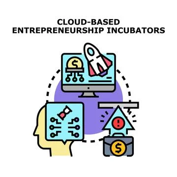 Cloud based entrepreneurship incubators facilitating startup growth Stock Illustration