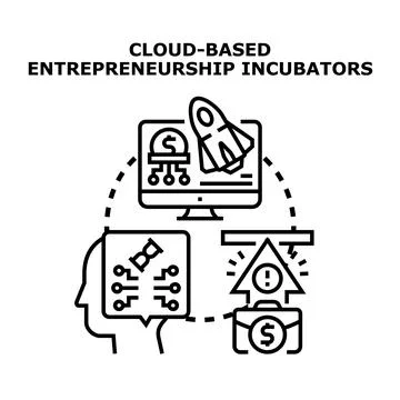 Cloud based entrepreneurship incubators facilitating startup growth Stock Illustration