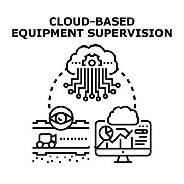 Cloud based equipment supervision and remote monitoring Stock Illustration