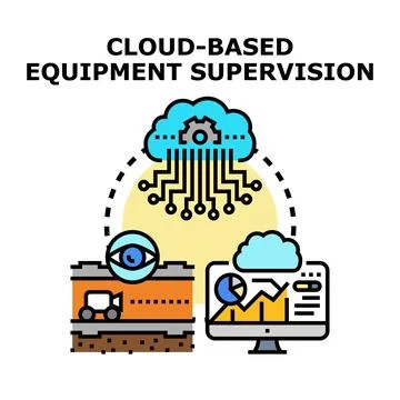 Cloud based equipment supervision and remote monitoring Stock Illustration