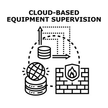 Cloud based equipment supervision concept vector illustration 스톡 일러스트