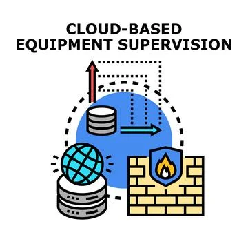 Cloud based equipment supervision concept vector illustration Ilustração Stock