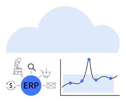 Cloud-Based ERP Solutions for Streamlined Business Processes and Data Analysi Illustrazione stock
