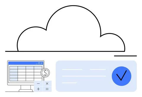 Cloud-Based Financial Management with Online Invoicing and Spreadsheet Calc.. Illustrazione stock