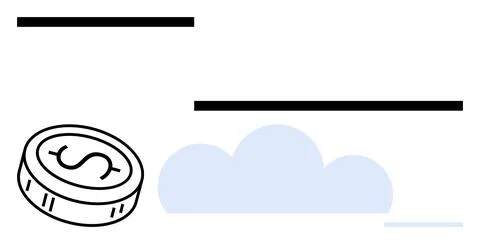 Cloud-Based Financial Solutions Illustrated with Coin Symbol and Digital In.. Stock Illustration